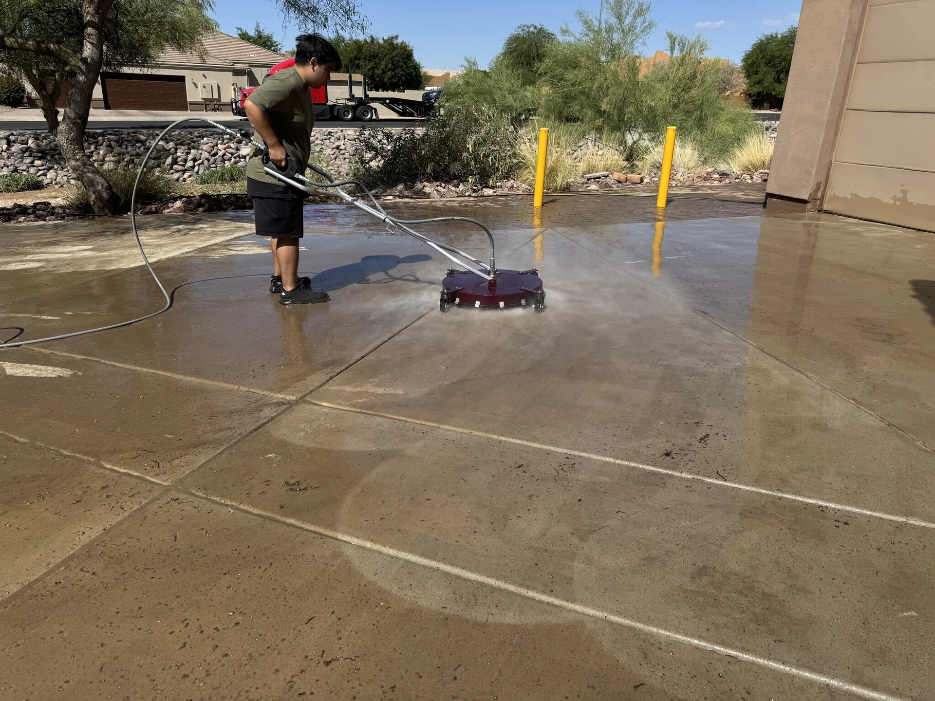 Arizona home exterior cleaning showing stucco and stone surfaces