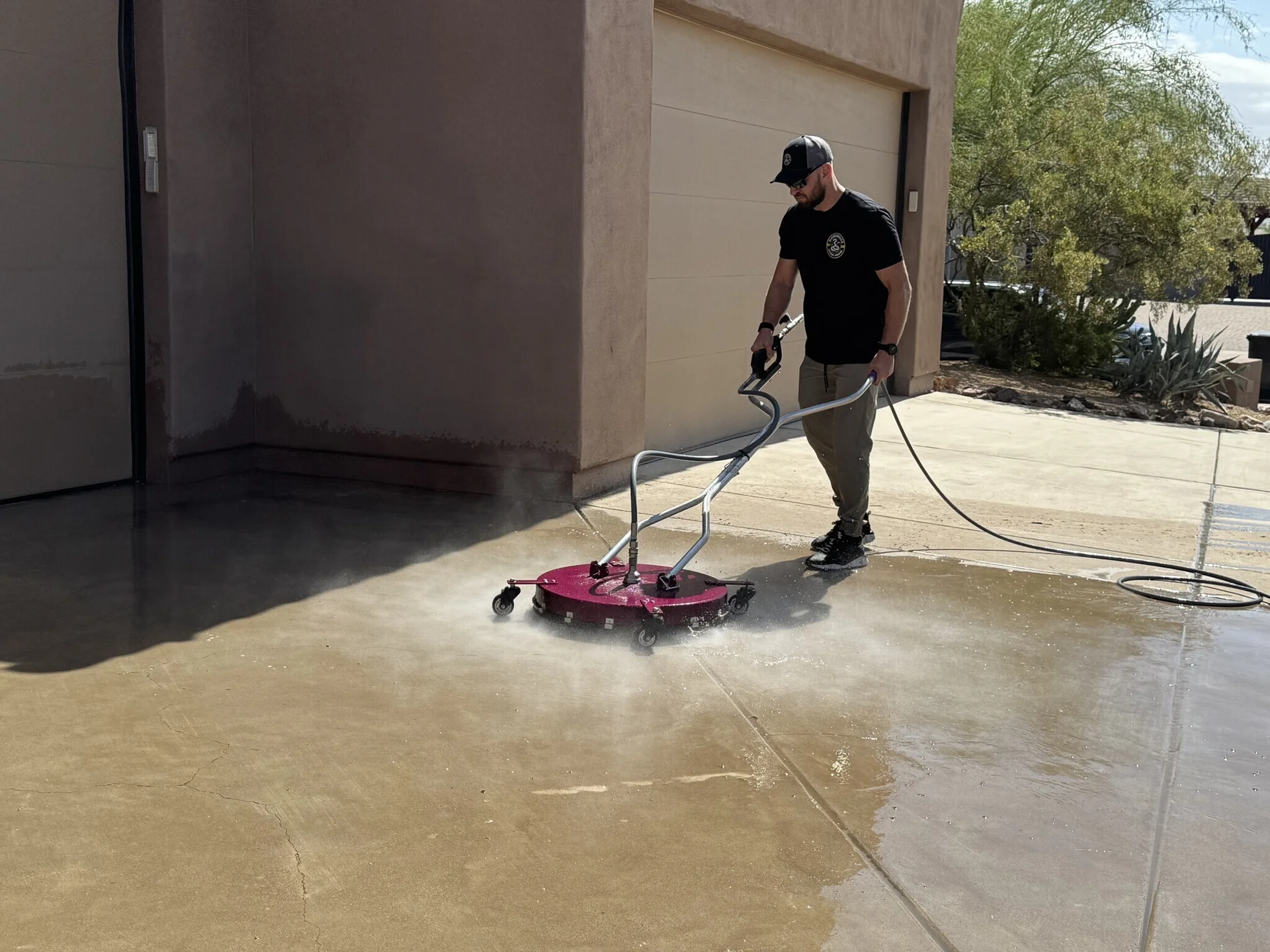 Stone and stucco home cleaned
