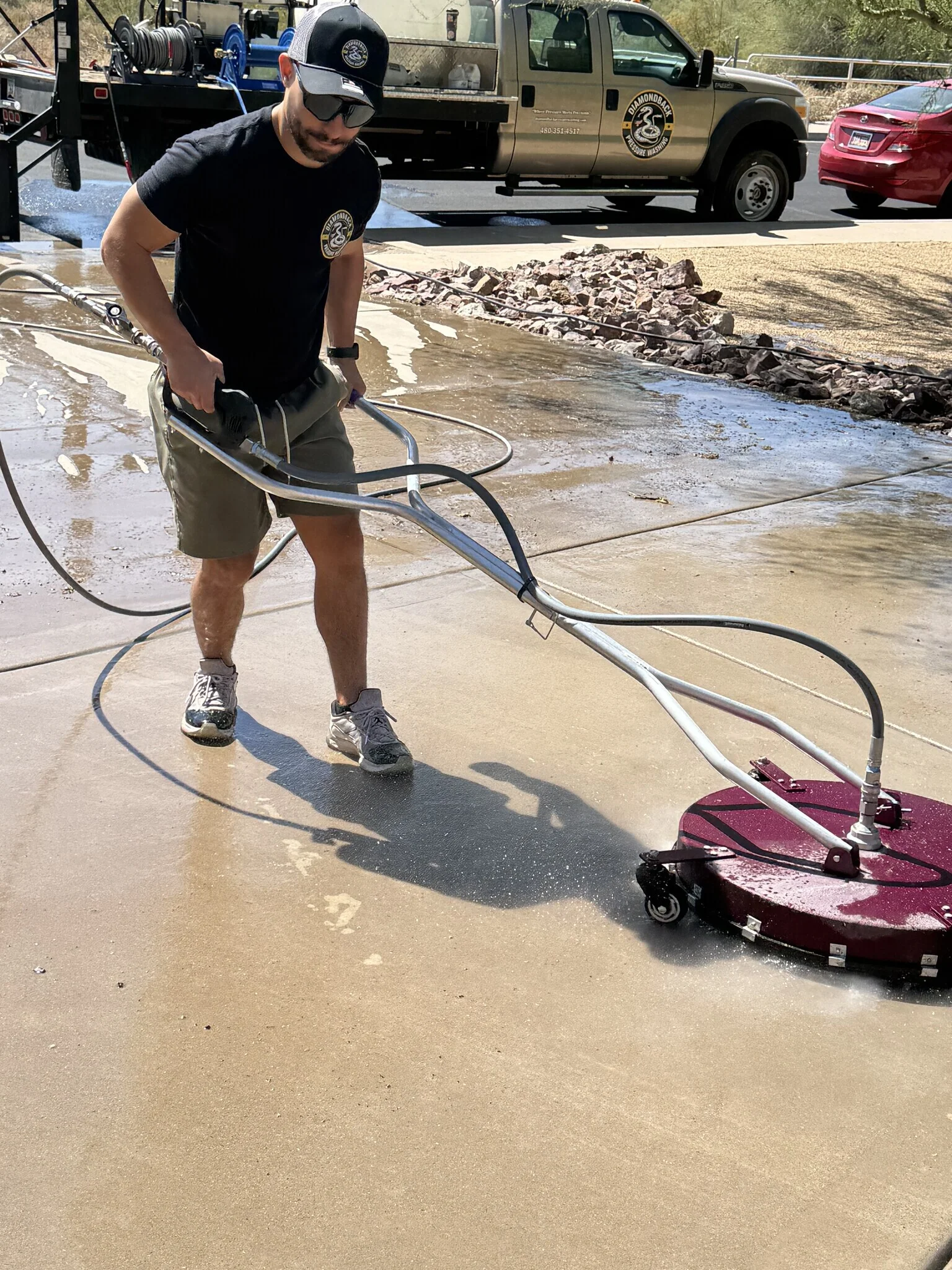 Pool deck cleaning before and after Gilbert